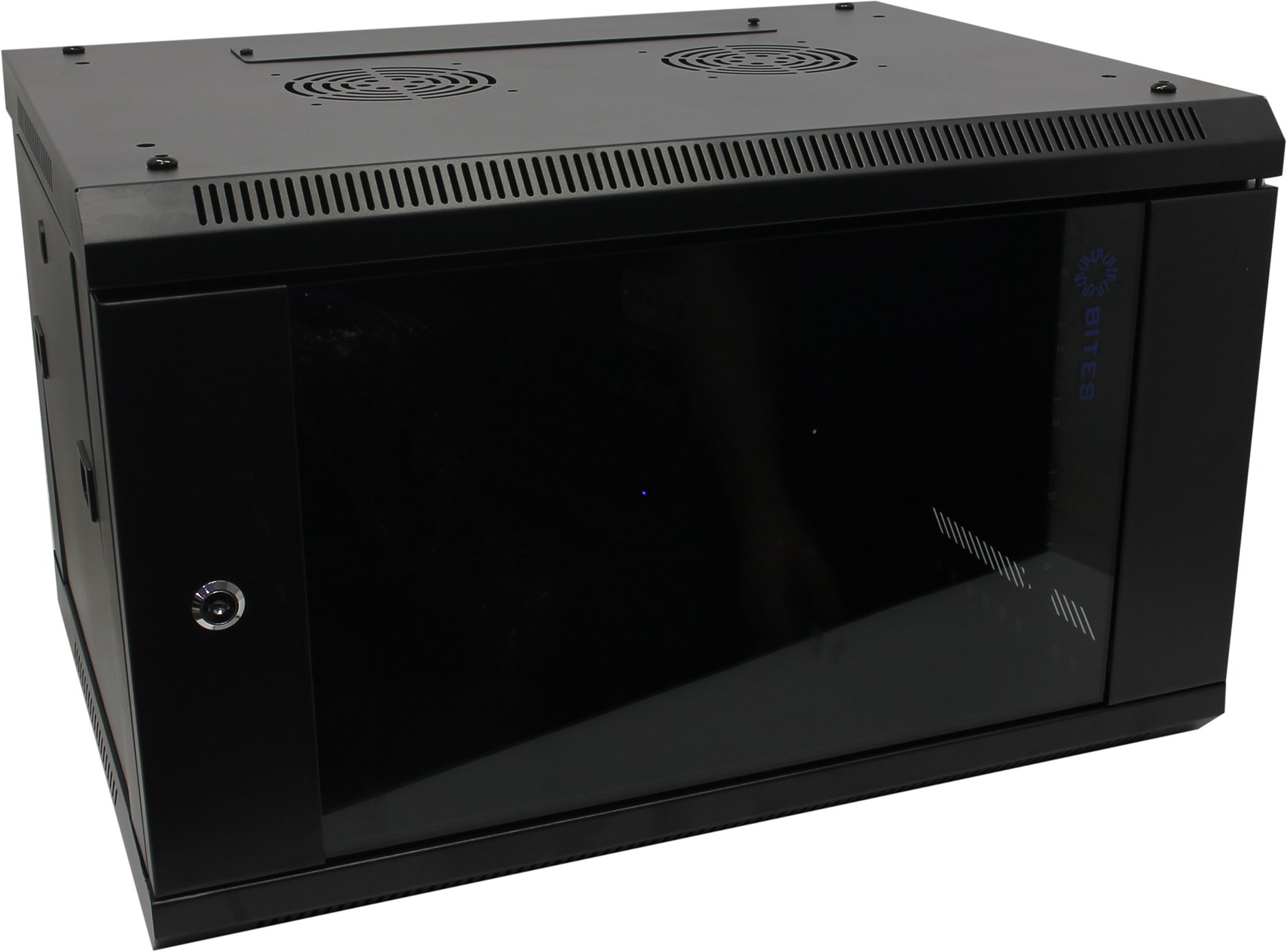 Шкаф телекоммуникационный настенный 6U 600x450, стекло, черный, разборный, 5bites (TC6401-06B) - фото 1
