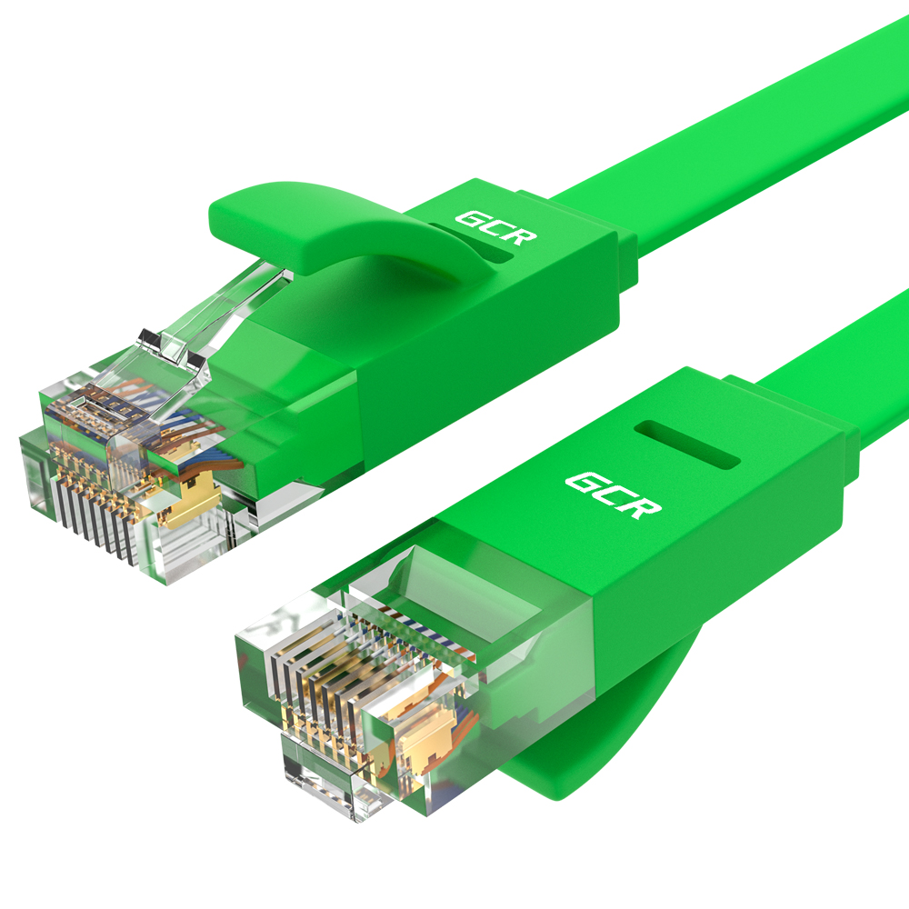 Патч-корд UTP кат.6 1м, RJ45-RJ45, зеленый, плоский, Greenconnect (GCR-LNC625-1.0m)