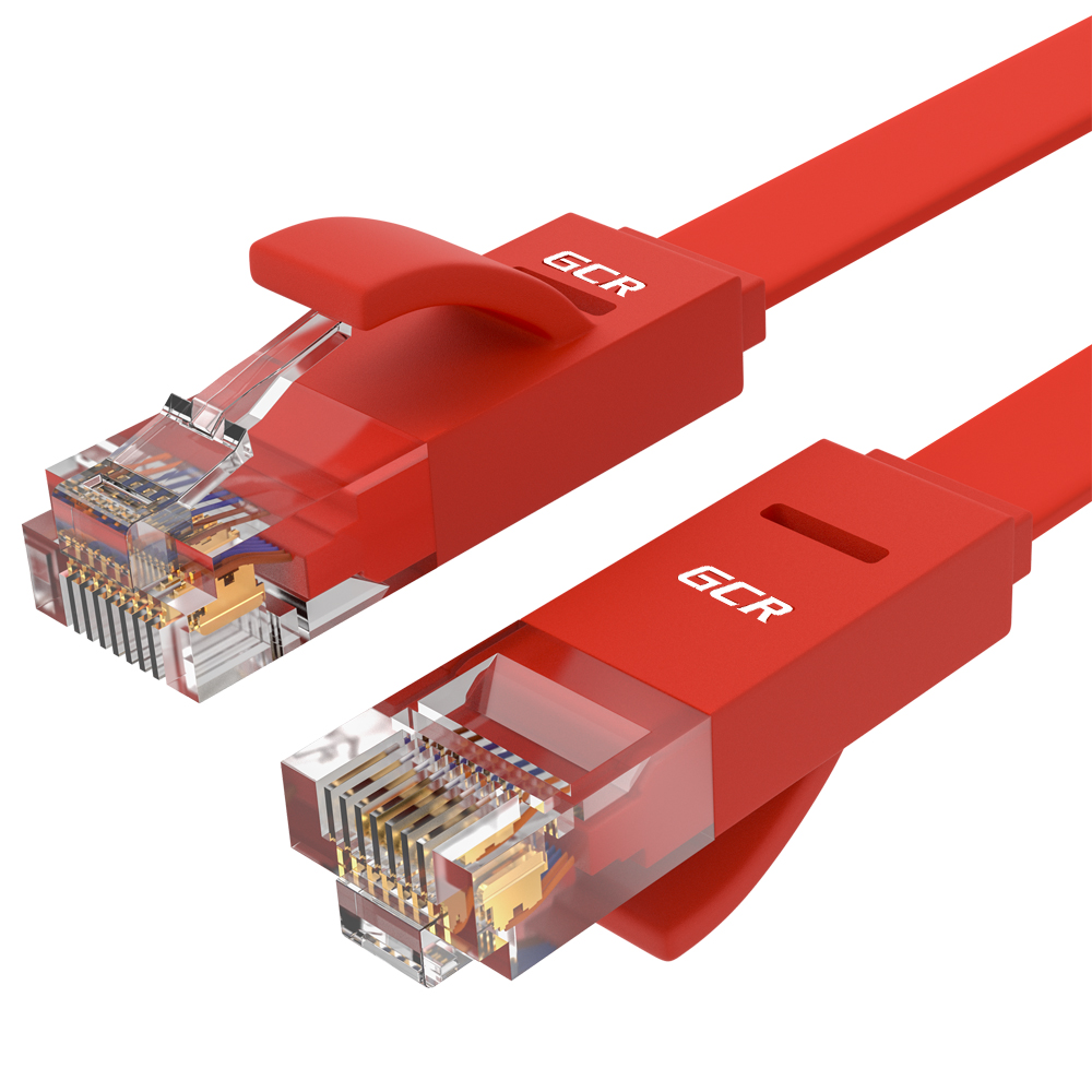Патч-корд UTP кат.6 0.3м, RJ45-RJ45, красный, плоский, Greenconnect (GCR-LNC624-0.3m)
