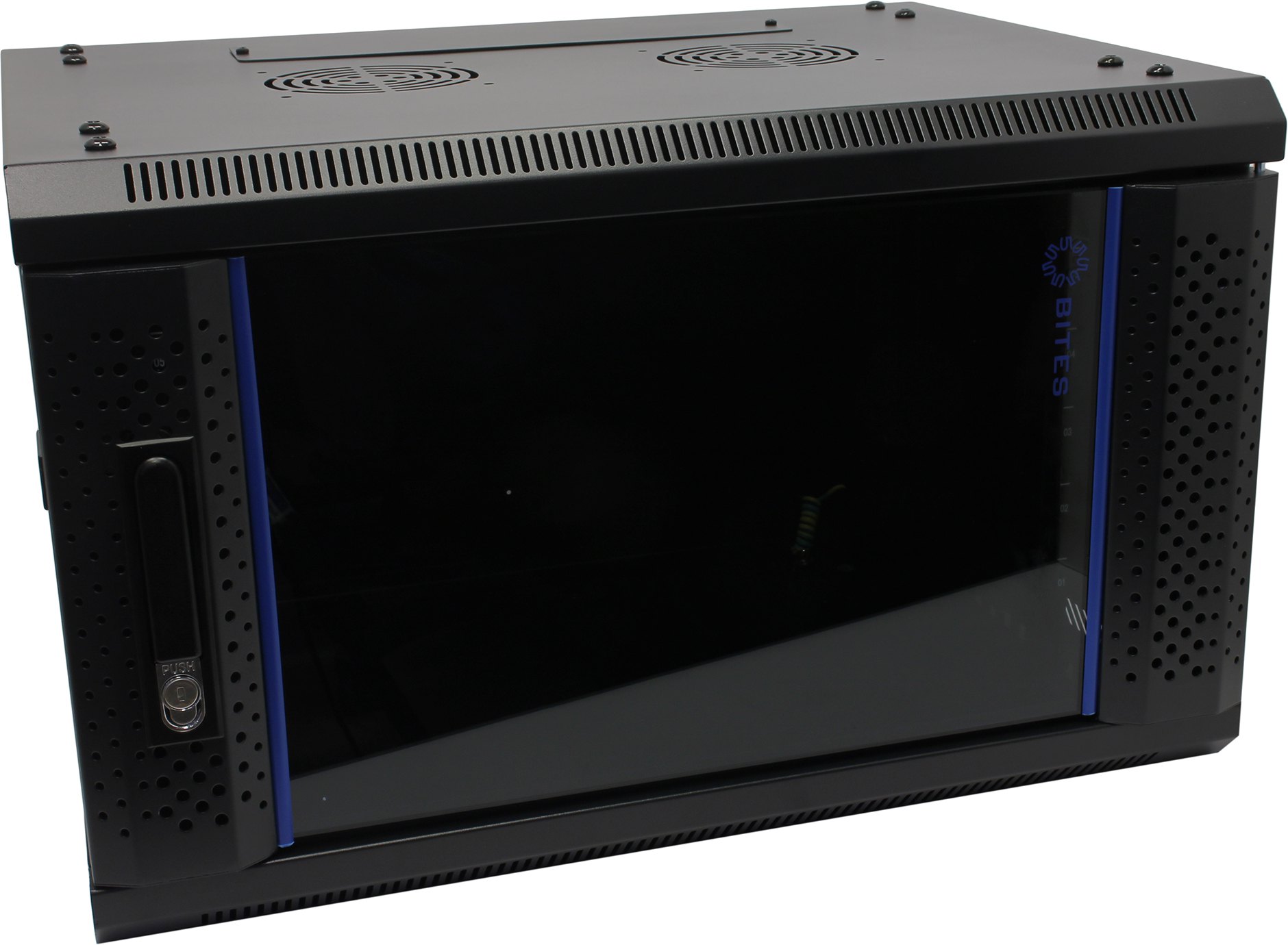 Шкаф телекоммуникационный настенный 6U 600x450 мм, стекло, черный, разборный, 5bites (TC6403-06B)
