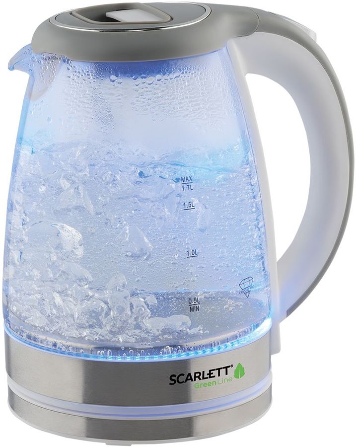 

Чайник Scarlett SC-EK27G75 1.7л. 2000Вт, Закрытый нагревательный элемент, стекло, белый (EK27G75), SC-EK27G75