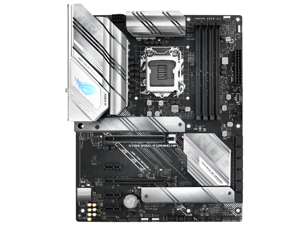 

Материнская плата ASUS ROG STRIX B560-A GAMING WIFI, Socket1200, Intel B560, 4xDDR4, 2PCI-Ex16, 6SATA3, 7.1-ch, 2.5GLAN, 9 USB 3.2, HDMI, DP, ATX, Retail, ROG STRIX B560-A GAMING WIFI