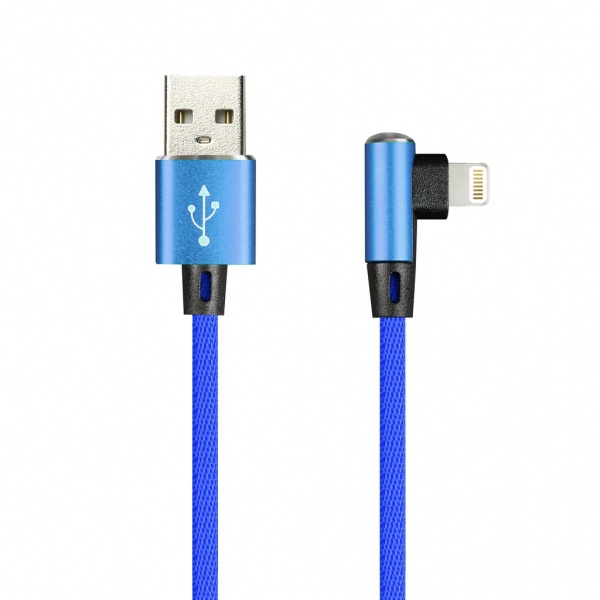 

Кабель USB 2.0(Am)-Lightning 8-pin(m), угловой, 2A, 1м, синий Smartbuy FLOW 3D L-TYPE iK-512FLL (iK-512FLL blue), iK-512FLL