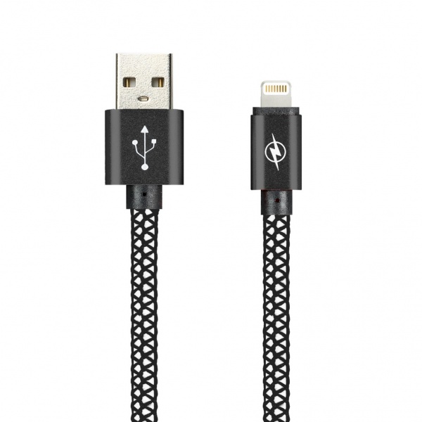 

Кабель USB 2.0(Am)-Lightning 8-pin(m), 2A, 1м, черный Smartbuy MESH iK-512MSH (iK-512MSH black), iK-512MSH