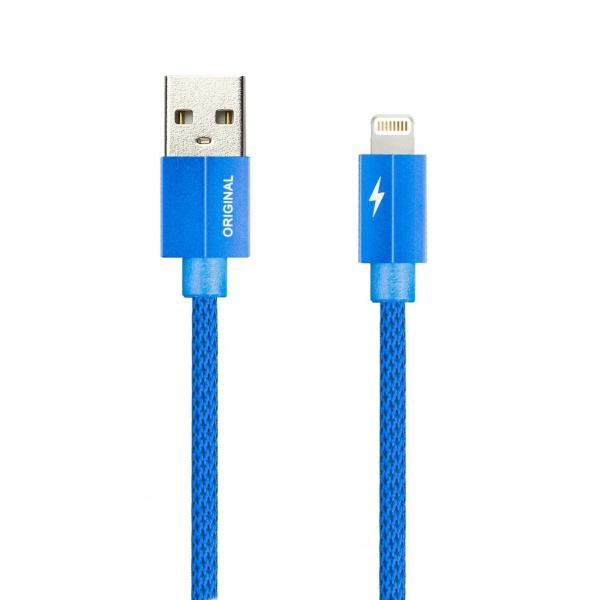 

Кабель USB 2.0(Am)-Lightning 8-pin(m), 2A, 1м, синий Smartbuy TWILL METAL iK-512TWM (iK-512TWM blue), iK-512TWM