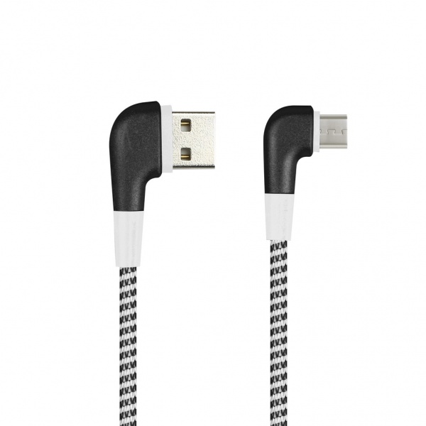 

Кабель USB-Micro USB, угловой, 2A, 1м, черный Smartbuy SOCKS L-TYPE iK-12NSL (iK-12NSL black), iK-12NSL