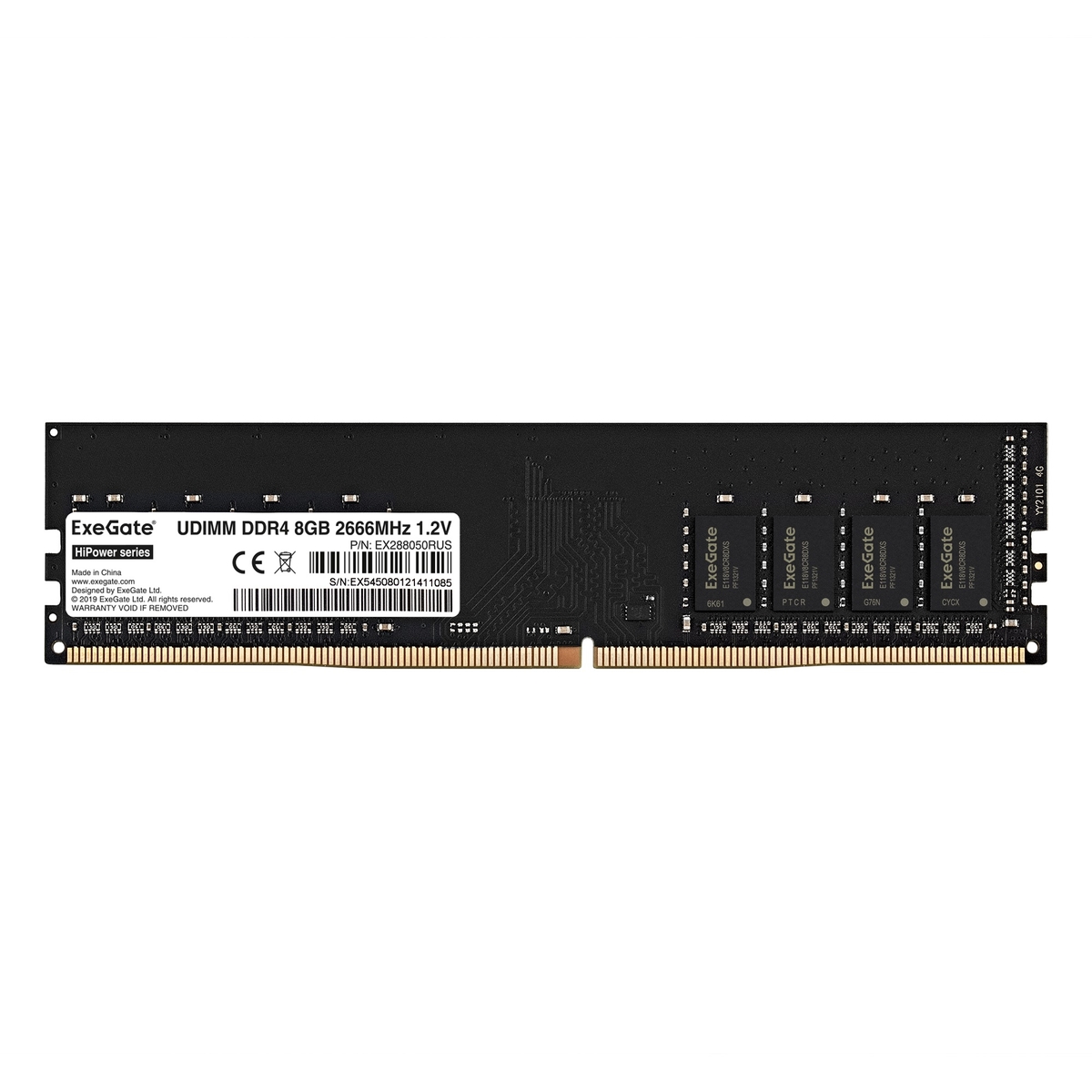 

Память DDR4 DIMM 8Gb, 2666MHz, CL19, 1.2 В, ExeGate, HiPower (EX288050RUS), EX288050RUS