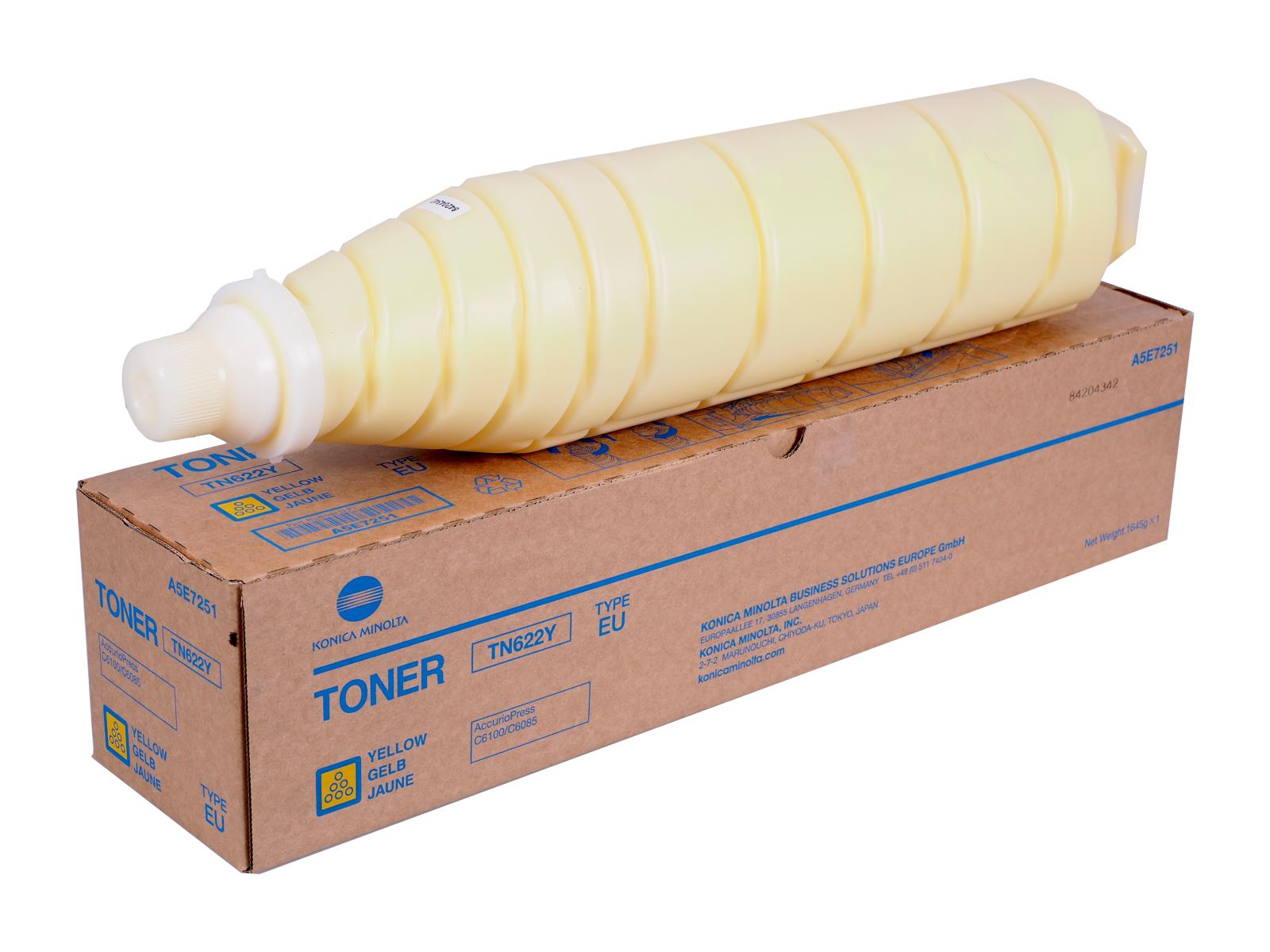 

Картридж лазерный Konica Minolta TN-622Y/A5E7251, желтый, 104000 страниц, оригинальный для Konica Minolta AccurioPress C6085/6100, TN-622Y