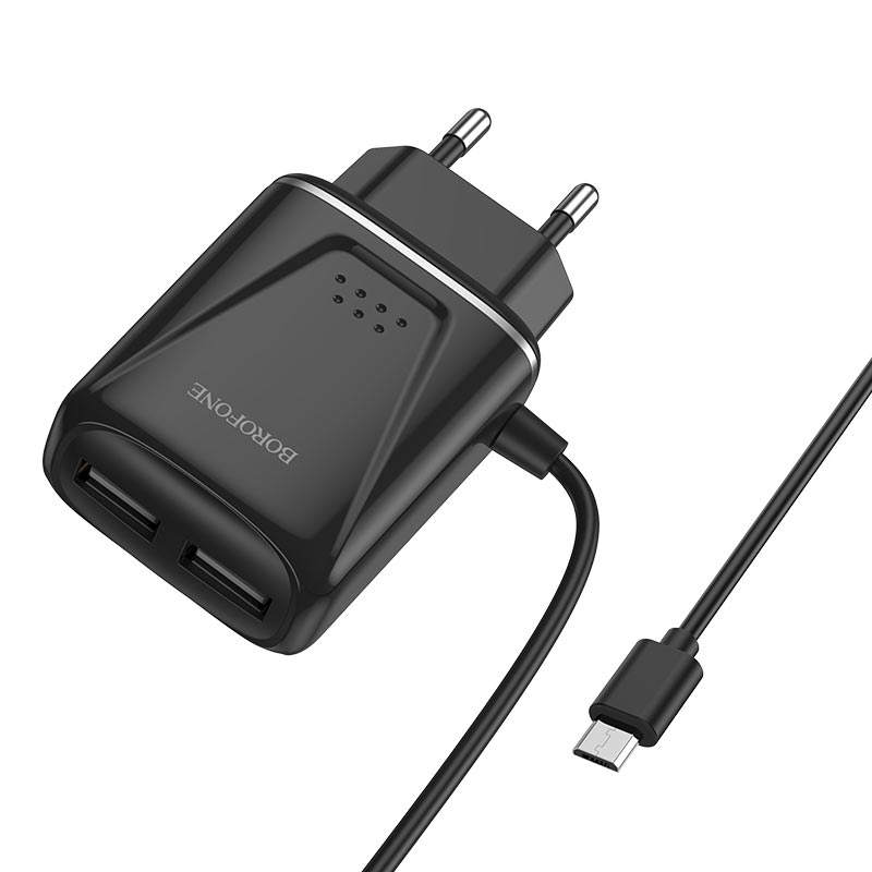 

Сетевое зарядное устройство Borofone BA50A Beneficence, 2USB, 2.1A, черный (30176), кабель microUSB, BA50A Beneficence