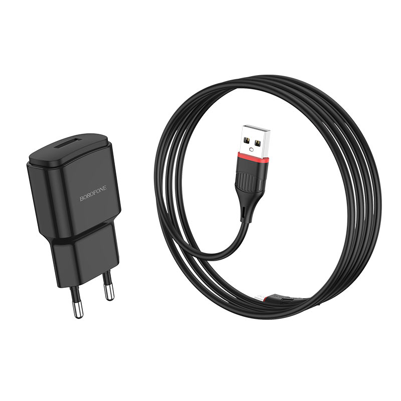 

Сетевое зарядное устройство Borofone BA48A Orion, 1USB, 2.1A, черный, кабель microUSB, BA48A Orion