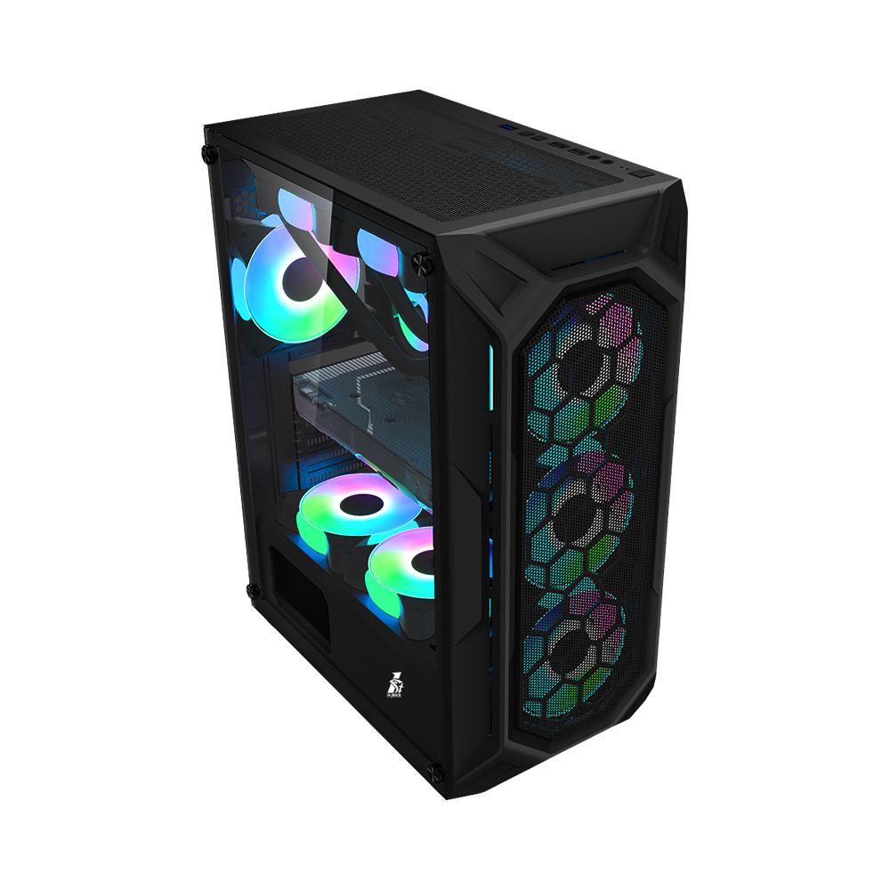 

Корпус 1STPLAYER FIREBASE X6, ATX, Midi-Tower, USB 3.0, черный, без БП (FP_X6-3G6P-1G6), FIREBASE X6