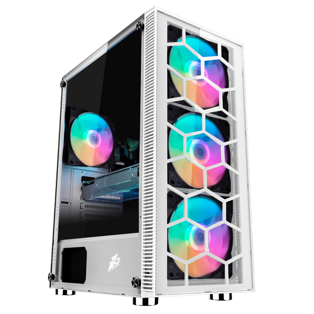 Корпус 1STPLAYER FIREBASE X7-G, ATX, Midi-Tower, USB 3.0, белый, Без БП (FP_X7-G-WH-3G6P-1G6)