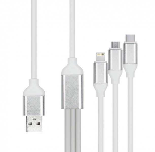 

Кабель USB 2.0(Am)-Micro+C+8-pin, 3A, 1.2м, белый Smartbuy iK-312QBOMB (iK-312QBOMB white), iK-312QBOMB