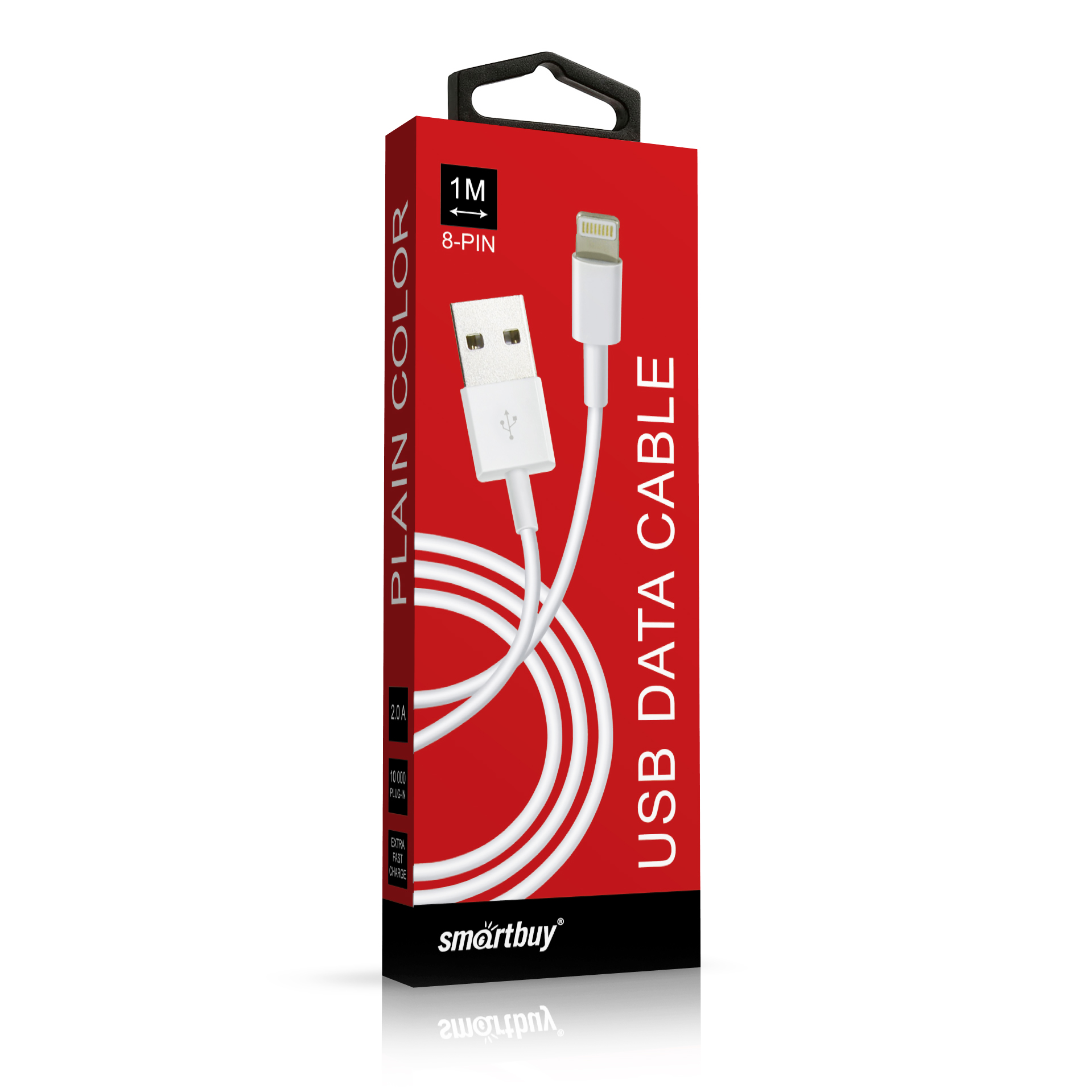 

Кабель USB 2.0(Am)-Lightning 8-pin(m), 1A, 1м, красный Smartbuy PLAIN COLOR iK-512cbox (iK-512cbox red), iK-512cbox