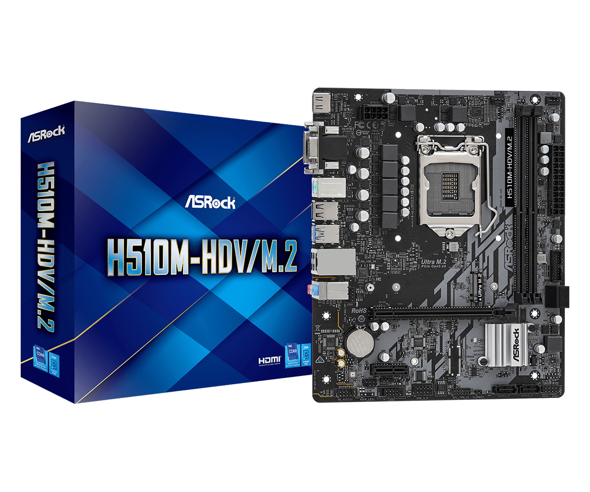 Материнская плата ASRock H510M-HDV/M.2, Socket1200, Intel H510, mATX