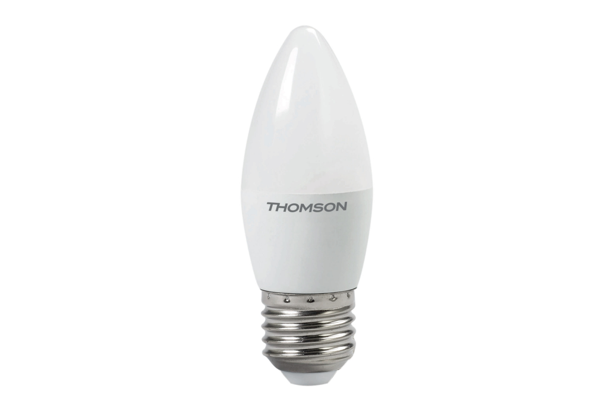 

Лампа светодиодная E27 свеча/C37, 6Вт, 3000K / теплый свет, 480лм, THOMSON (TH-B2357)