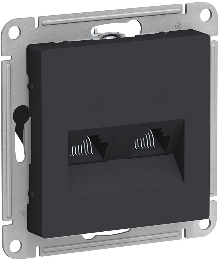

Розетка RJ-45+RJ-45 скрытый монтаж категория 5e, карбон, Schneider Electric AtlasDesign (ATN001085)