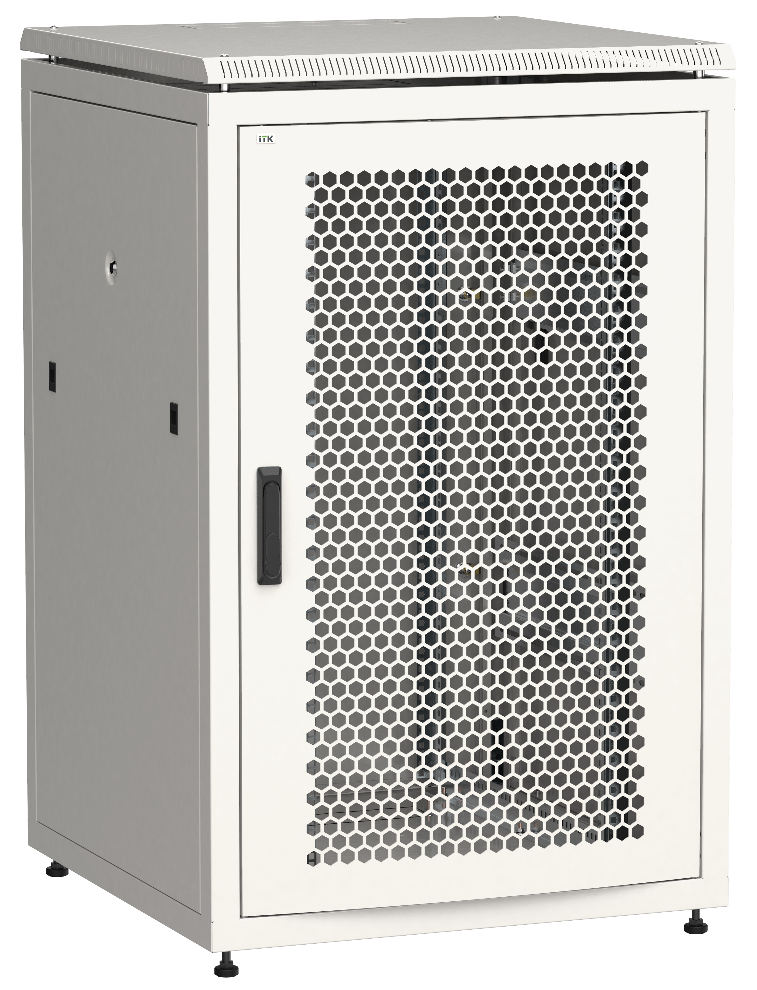 Шкаф телекоммуникационный напольный 24U 800x800 мм, перфорация/металл, серый, разборный, ITK LINEA N (LN35-24U88-PM)