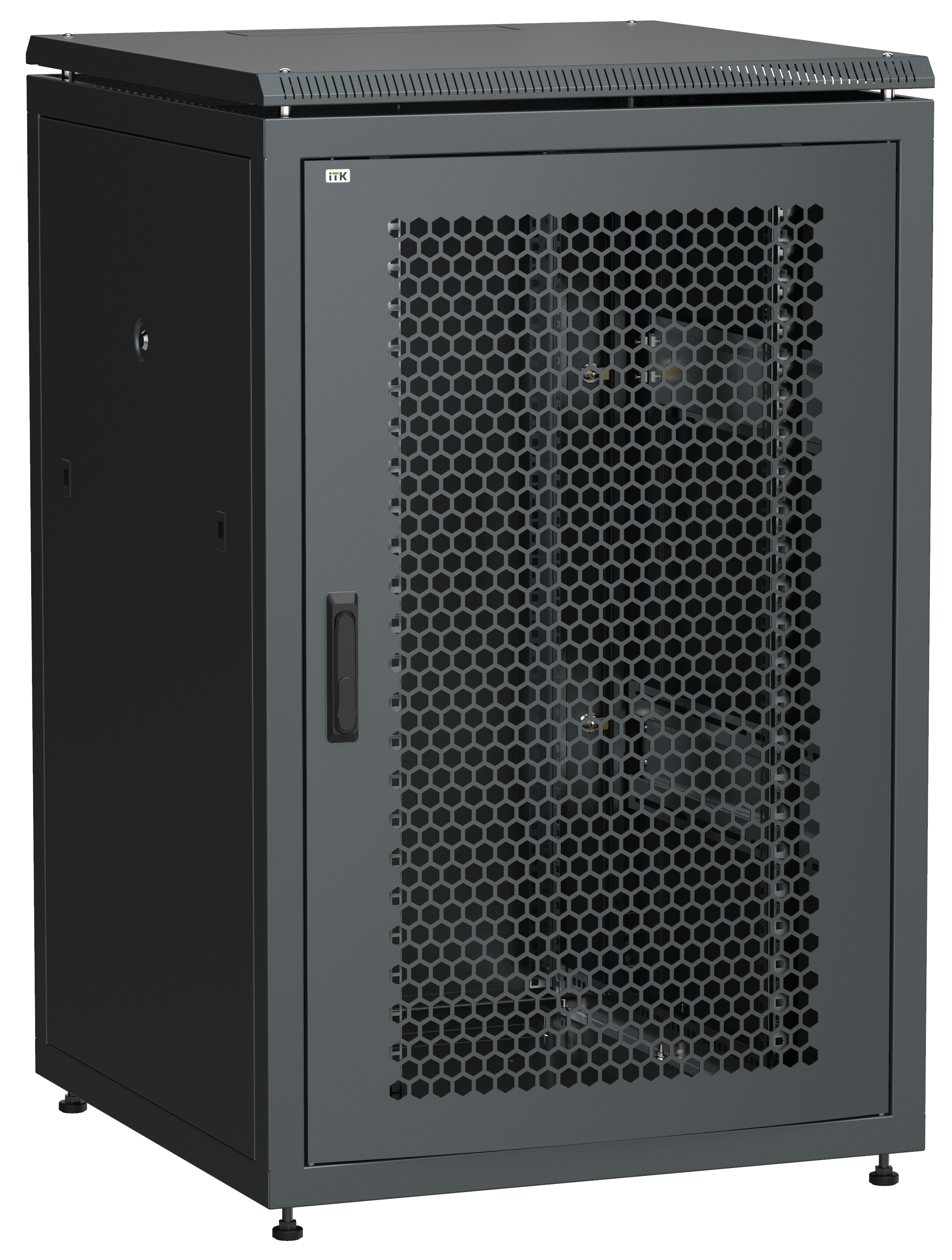 

Шкаф телекоммуникационный напольный 24U 800x800 мм, перфорация/металл, черный, разборный, ITK LINEA N (LN05-24U88-PM)
