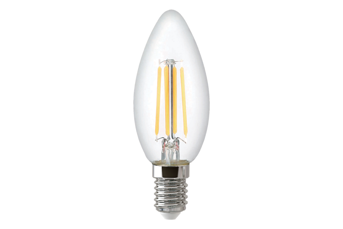 Лампа светодиодная E14 свеча/C37, 7Вт, 6500K / холодный свет, 750лм, THOMSON Filament (TH-B2334)