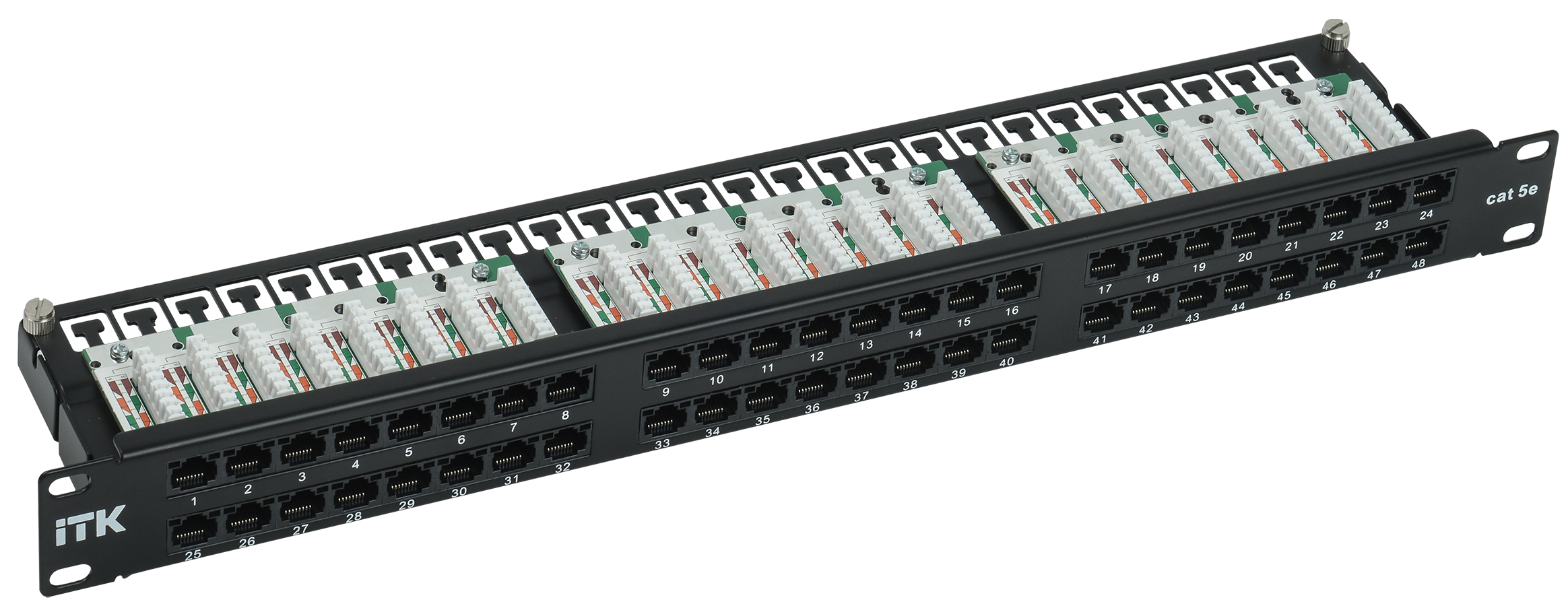 

Патч-панель в шкаф 19" 1U, порты: 48 x RJ-45 кат. 5e, черный, ITK (PP48-1UC5EU-D05H)