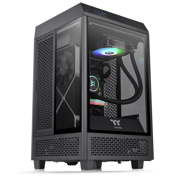 Корпус Thermaltake The Tower 100, Mini-Tower, без БП, черный