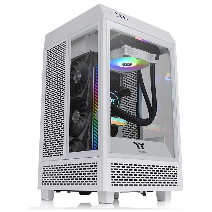 

Корпус Thermaltake The Tower 100 Snow, Mini-ITX, Mini-Tower, 2xUSB 3.0, USB Type-C, белый, без БП (CA-1R3-00S6WN-00), The Tower 100 Snow