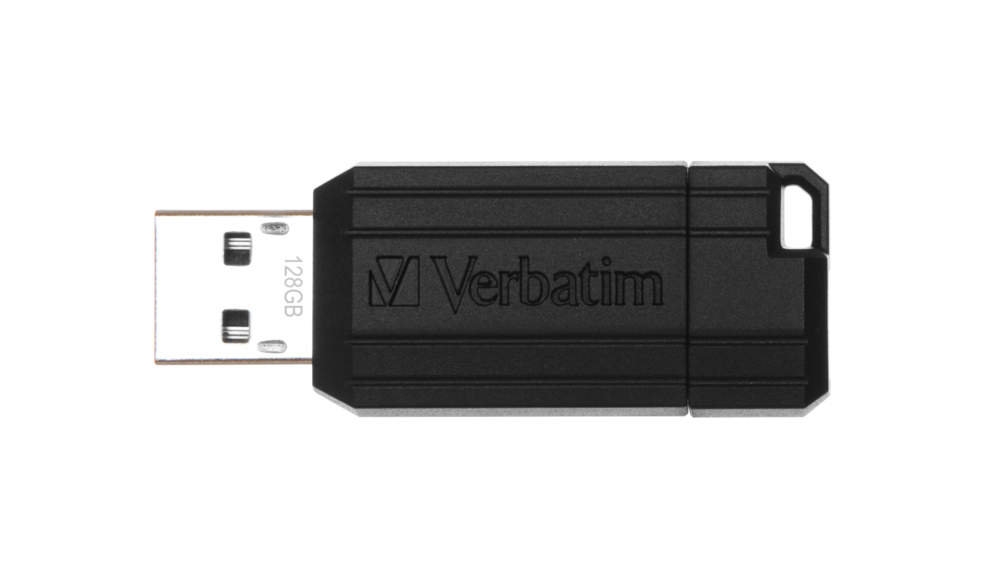 Флешка 128Gb USB 2.0 Verbatim PinStripe, черный (49071)