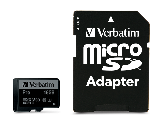 Карта памяти 16Gb microSDHC Verbatim Pro Class 10 UHS-I U3 V30 + адаптер (47040)