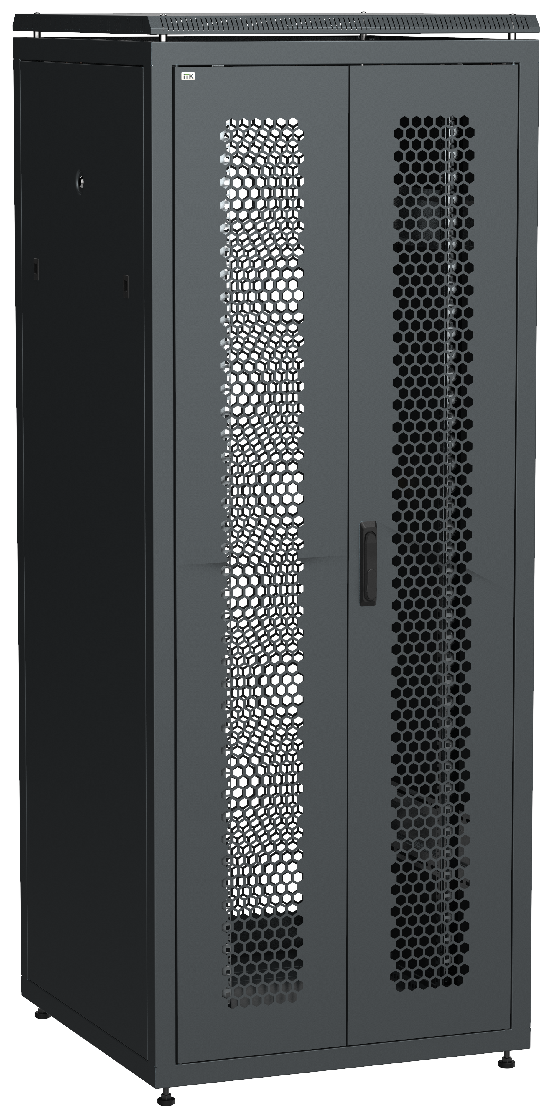 

Шкаф телекоммуникационный напольный 42U 800x800 мм, перфорация/металл, черный, разборный, ITK LINEA N (LN05-42U88-2PP)