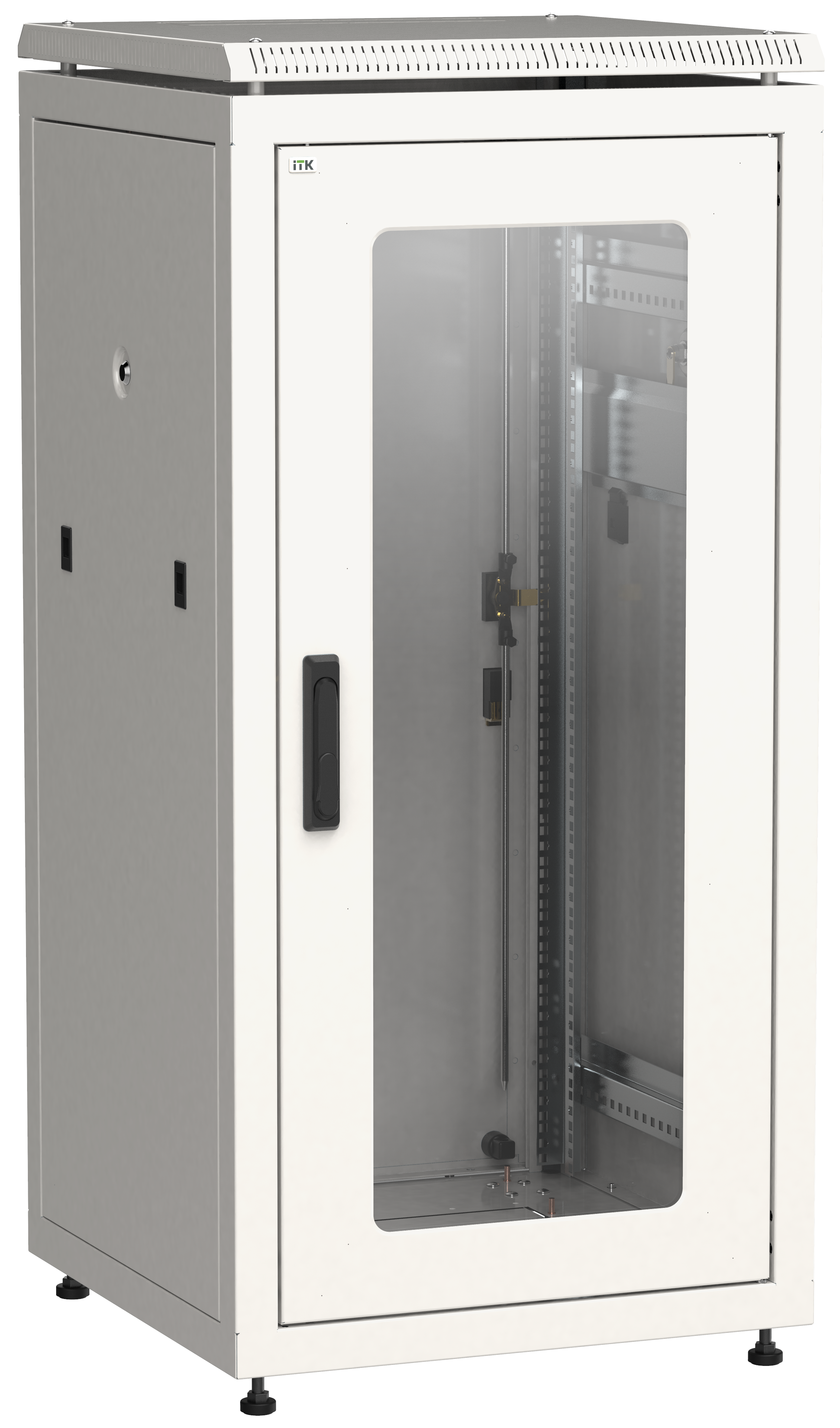 Шкаф телекоммуникационный напольный 18U 600x600 мм, стекло/металл, серый, разборный, ITK LINEA N (LN35-18U66-GM)