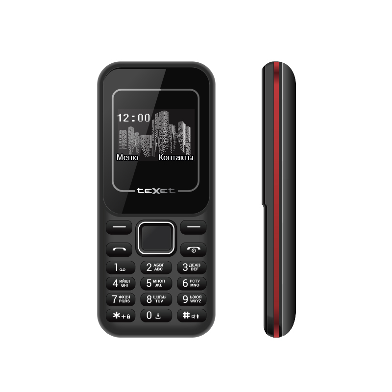 Мобильный телефон teXet TM-120 черный/красный