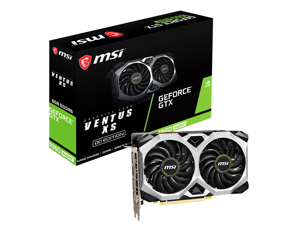 Видеокарта MSI NVIDIA GeForce GTX 1660 SUPER VENTUS XS OC RU, 6Gb DDR6, 192 бит, PCI-E, HDMI, 3DP, Retail (GTX 1660 SUPER VENTUS XS OC RU)