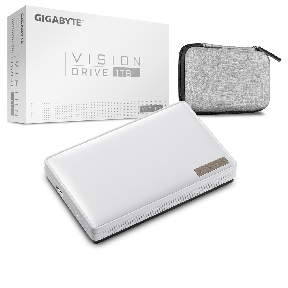 

Внешний твердотельный накопитель (SSD) Gigabyte 1Tb Vision, 2.5", USB 3.2/Type-C, белый (GP-VSD1TB), GP-VSD1TB