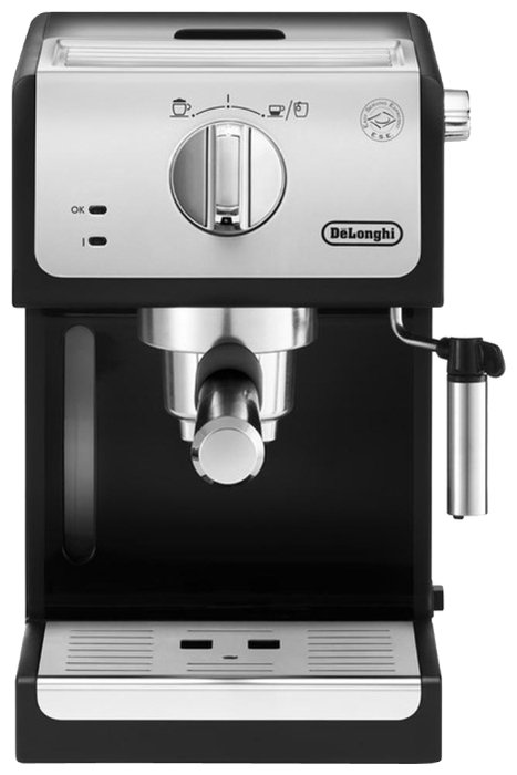 

Кофеварка рожковая De'Longhi ECP33.21.W, молотый / чалды, 1.1л, ручной капучинатор, черный/серебристый, 1100Вт (ECP33.21.W), ECP33.21.W