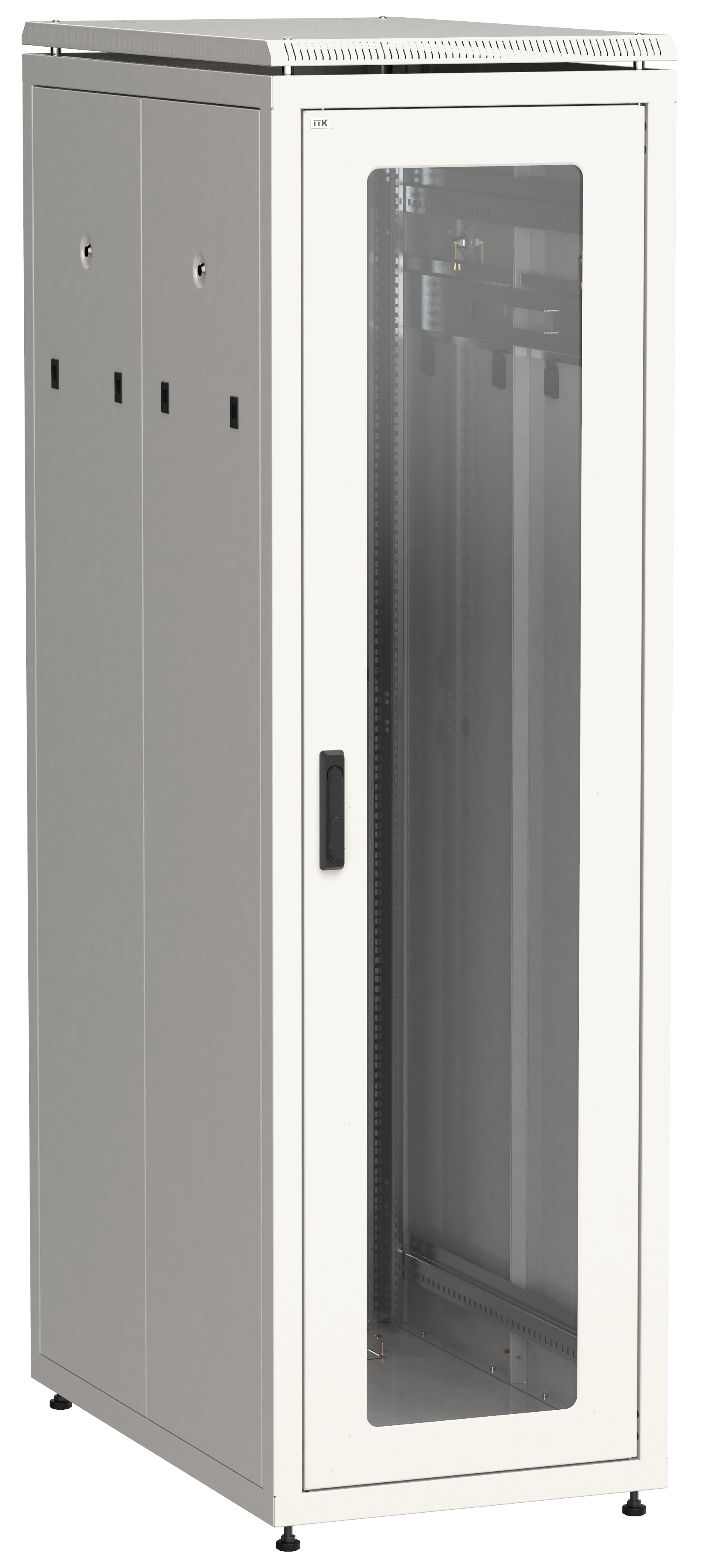 Шкаф телекоммуникационный напольный 42U 600x1000 мм, стекло/металл, серый, разборный, ITK LINEA N (LN35-42U61-GP)