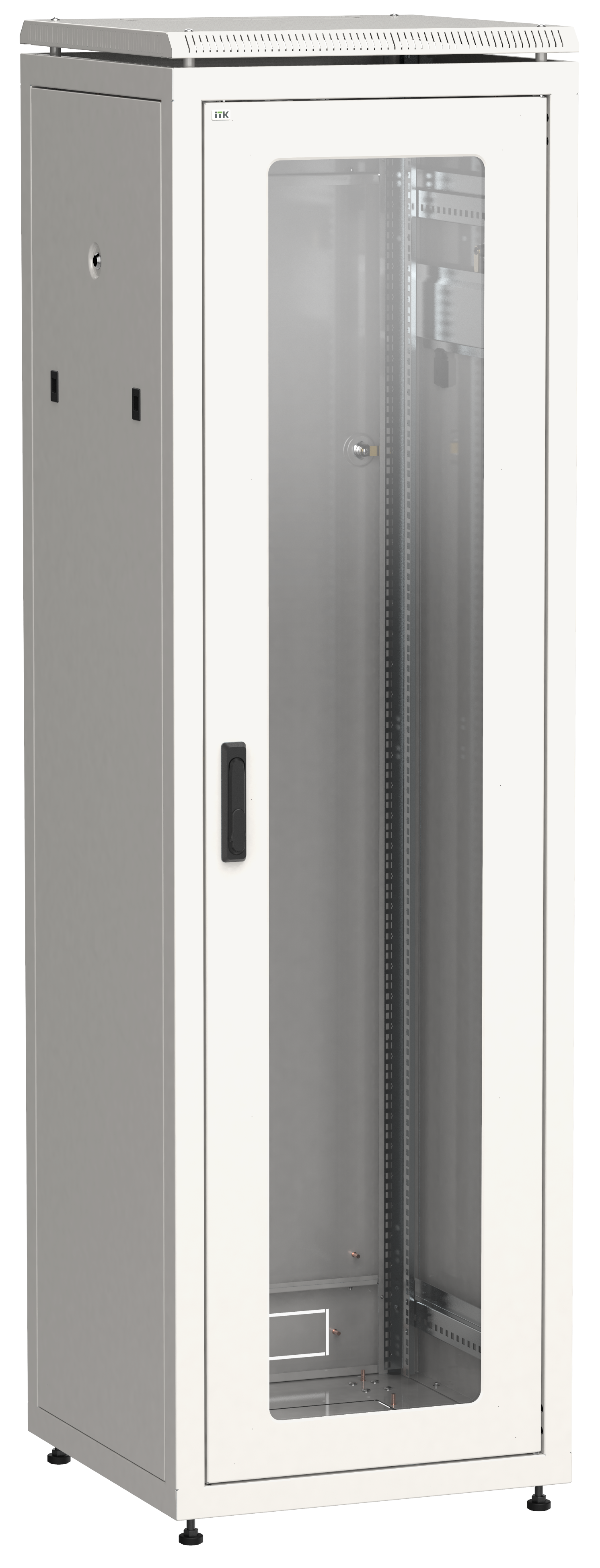 Шкаф телекоммуникационный напольный 42U 600x600 мм, стекло/металл, серый, разборный, ITK LINEA N (LN35-42U66-GM)