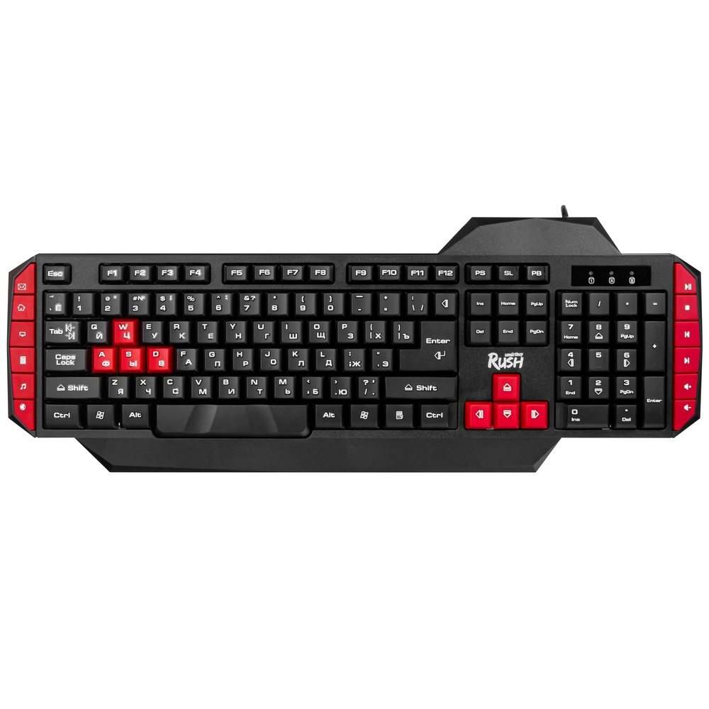 

Клавиатура проводная SmartBuy RUSH Raven 200, мембранная, USB, черный/красный (SBK-200GU-K), RUSH Raven 200