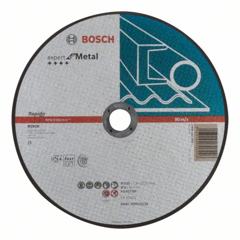 

Диск отрезной BOSCH Expert for Metal ⌀230ммx1.9мм x 22,23, прямой, по металлу, 1шт. (2608603400), Expert for Metal