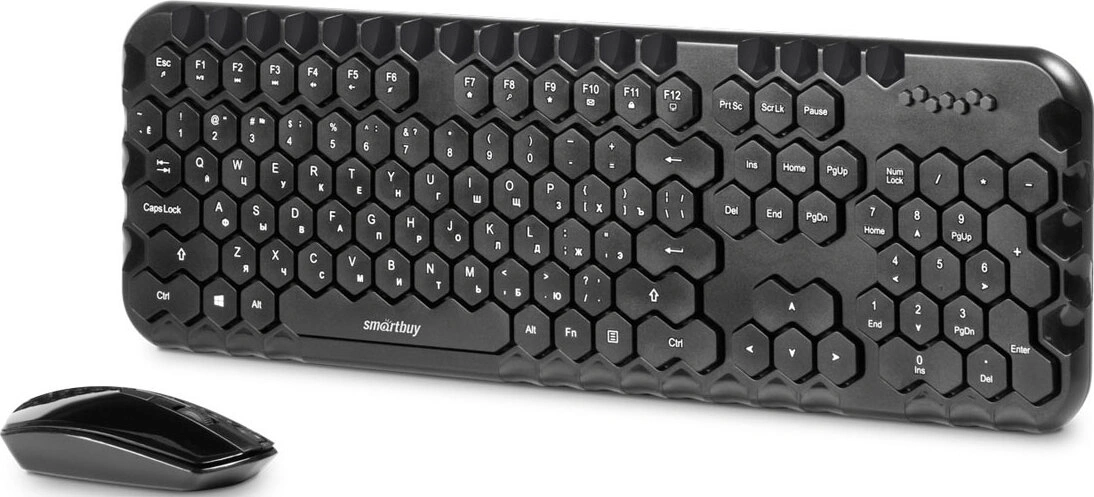 Клавиатура + мышь SmartBuy Honeycomb, беспроводной, USB, черный (SBC-642383AG-K)