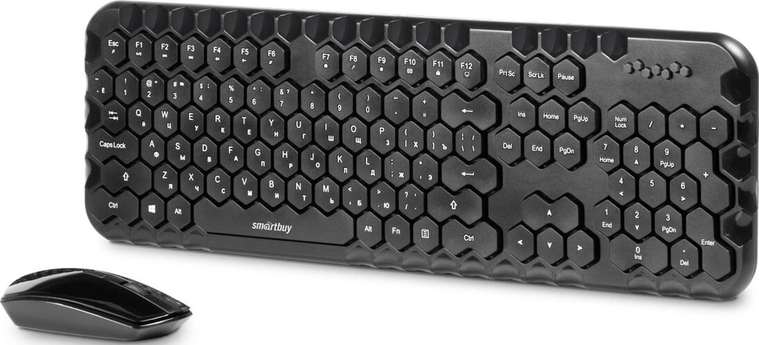 

Клавиатура + мышь SmartBuy Honeycomb, беспроводной, USB, черный (SBC-642383AG-K), Honeycomb