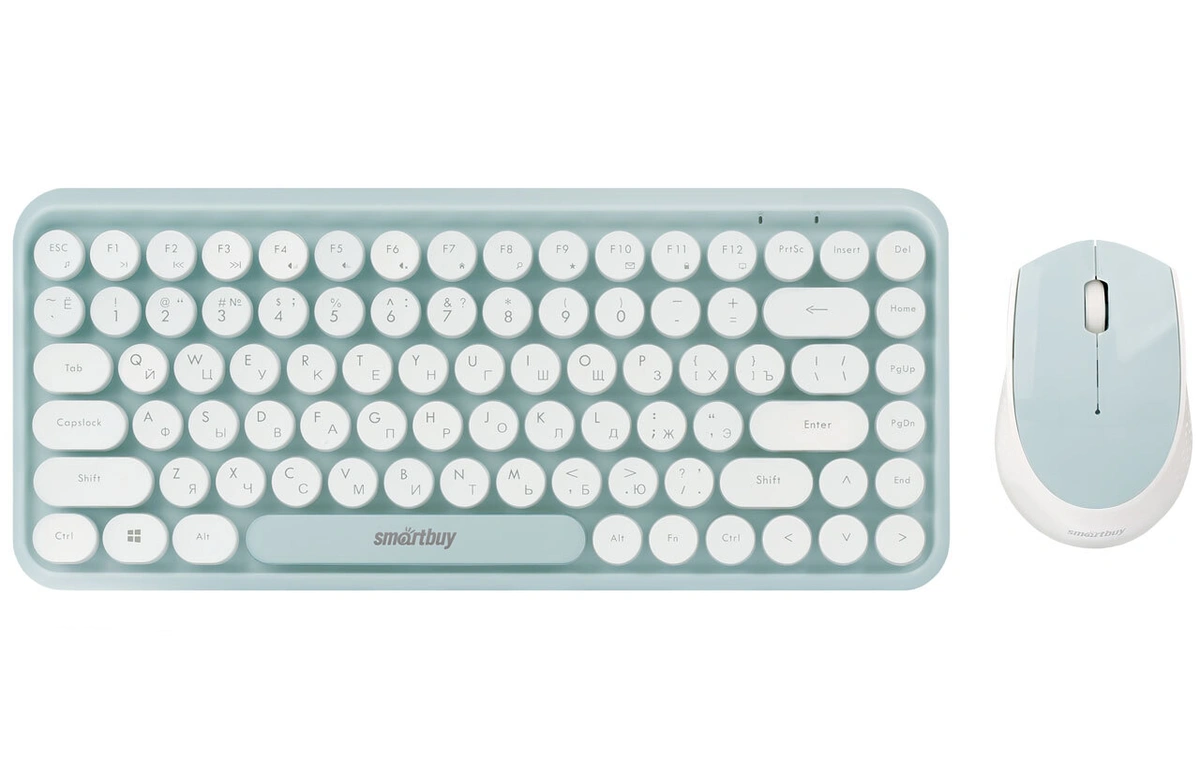Клавиатура + мышь SmartBuy 626376AG-M, беспроводная, USB, белый/мятный (SBC-626376AG-M)