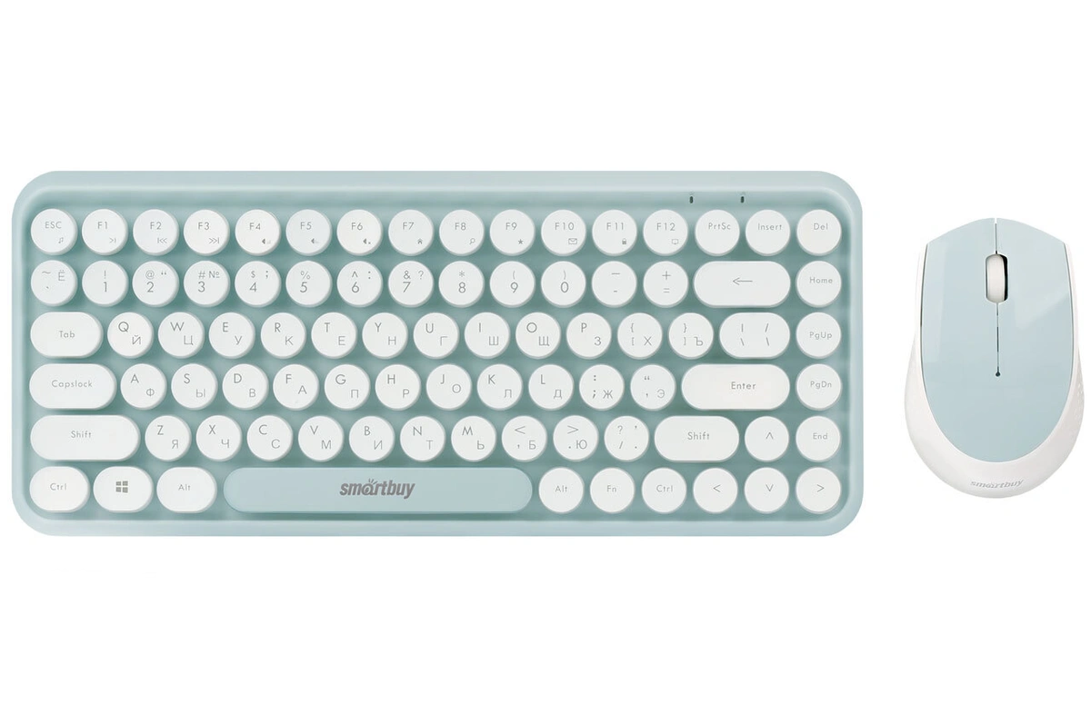 

Клавиатура + мышь SmartBuy 626376AG-M, беспроводная, USB, белый/мятный (SBC-626376AG-M), 626376AG-M