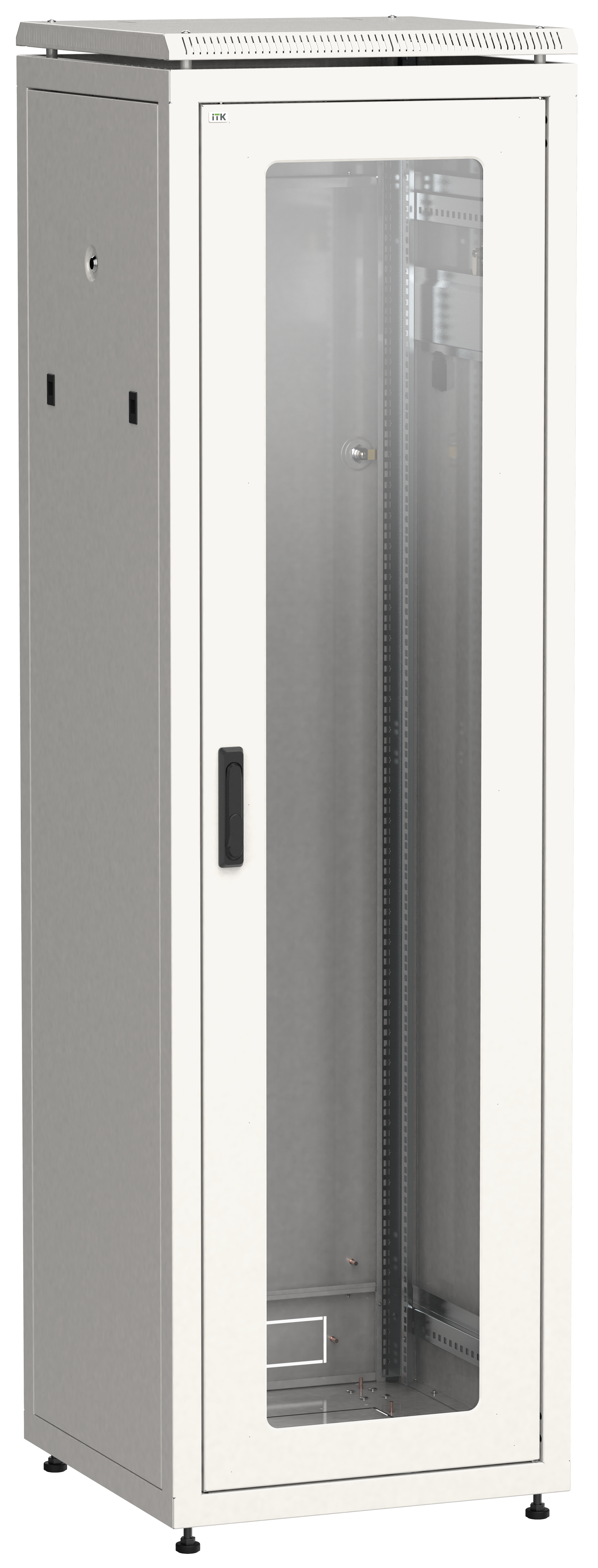 Шкаф телекоммуникационный напольный 33U 600x600 мм, стекло/металл, серый, разборный, ITK LINEA N (LN35-33U66-G)