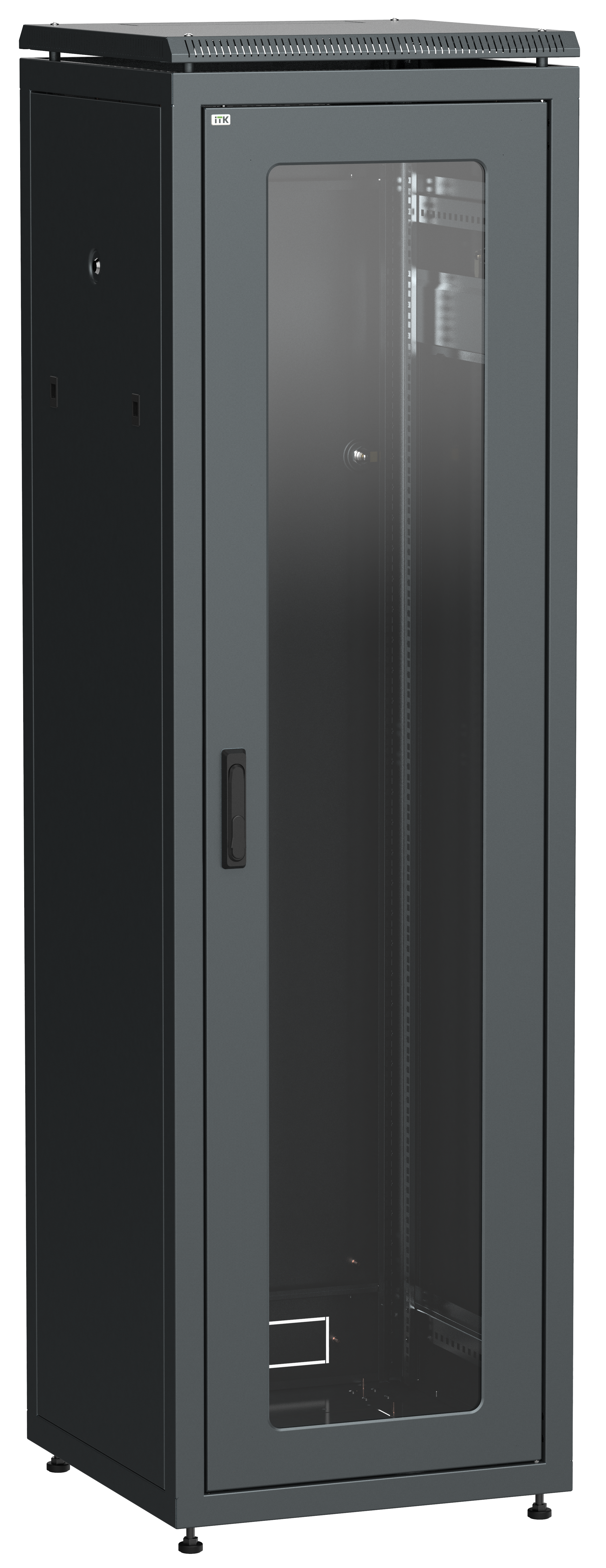 

Шкаф телекоммуникационный напольный 42U 600x600 мм, стекло/металл, черный, разборный, ITK LINEA N (LN05-42U66-G)