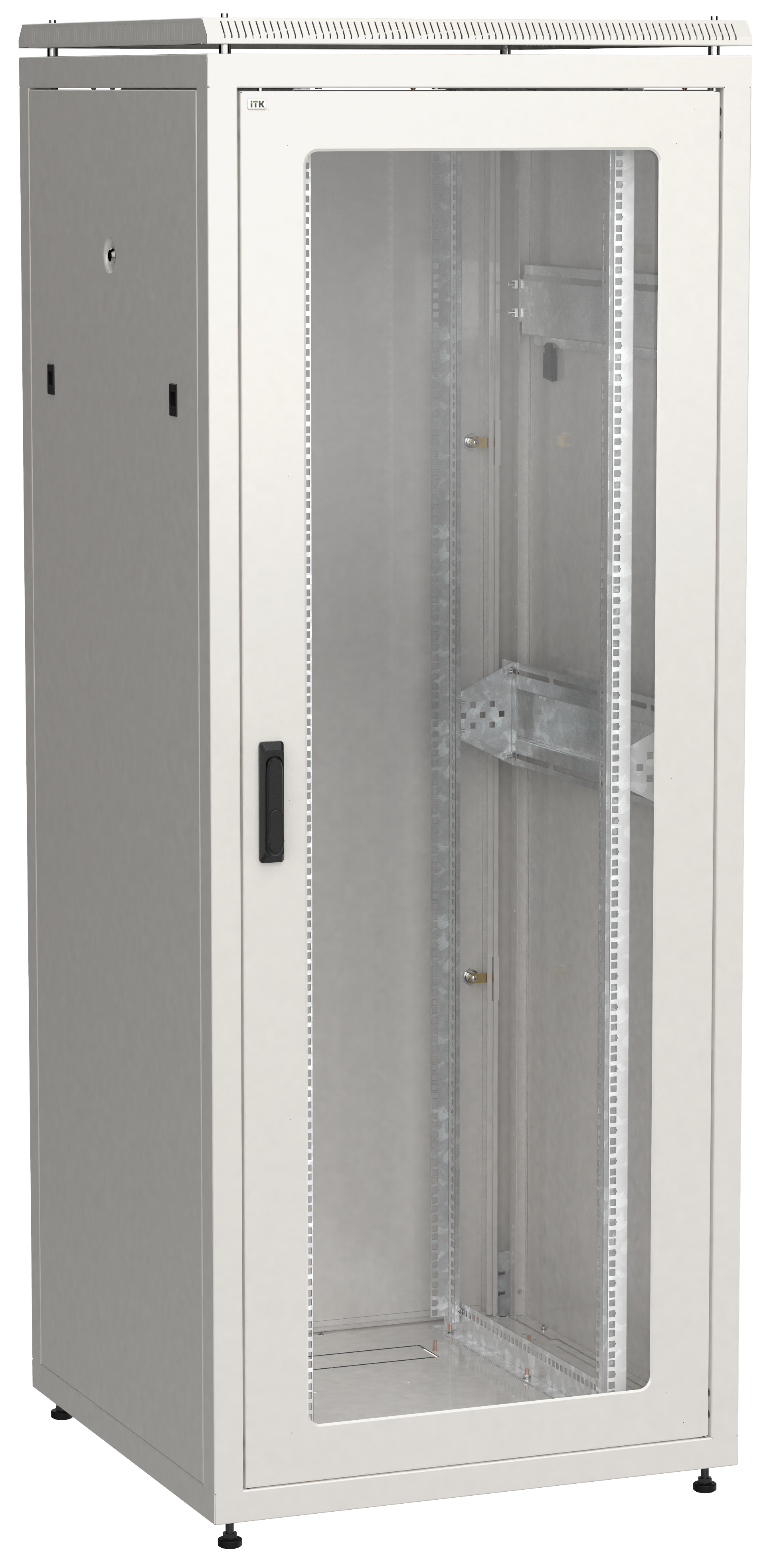 Шкаф телекоммуникационный напольный 42U 800x800 мм, стекло/металл, серый, разборный, ITK LINEA N (LN35-42U88-GM)