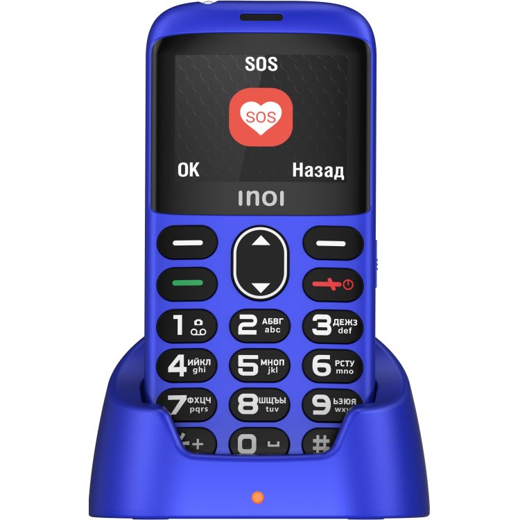 Мобильный телефон INOI 118B, 2" 220x176 TFT, MediaTek MTK6261D, BT, 1xCam, 2-Sim, 1400 мА·ч, micro-USB, синий (4660042757629)