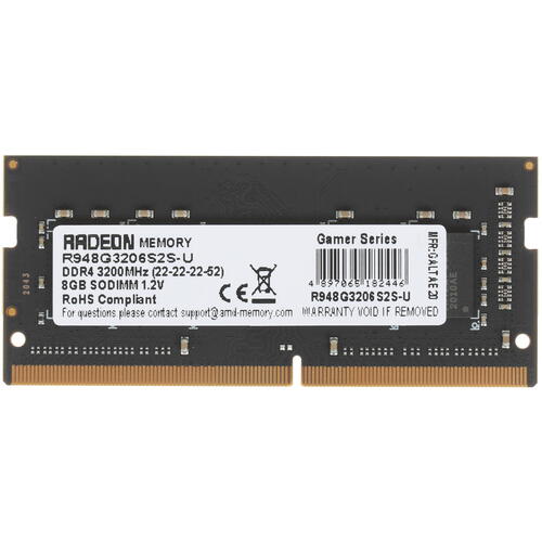 Память DDR4 SODIMM 8Gb, 3200MHz AMD (R948G3206S2S-UO)