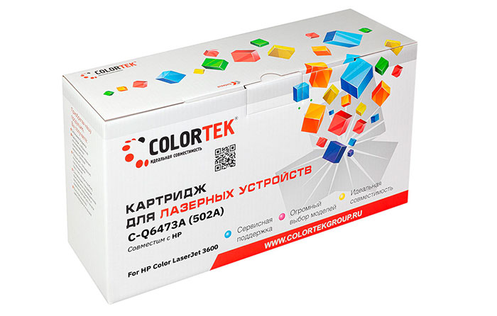 

Картридж лазерный Colortek СТ-Q6473A (502A/Q6473A), пурпурный, 4000 страниц, совместимый для Color LJ 3600