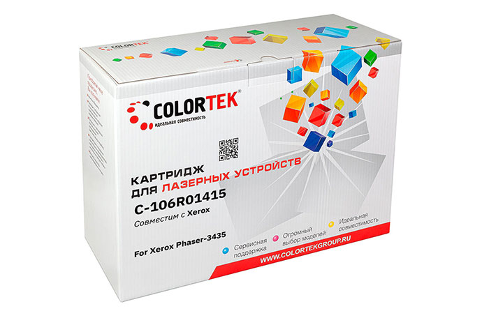 

Картридж лазерный Colortek СТ-106R01415 (106R01415), черный, 10000 страниц, совместимый для Xerox Phaser 3435